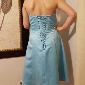 Turquoise satin dress